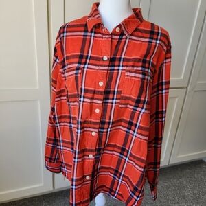Old Navy Classic Plaid Flannel Shirt Soft Cozy Comfy Lounge Casual Cute Red XL
